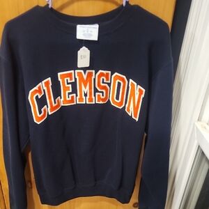 Clemson Navy Sweatshirt with Orange Appliqué